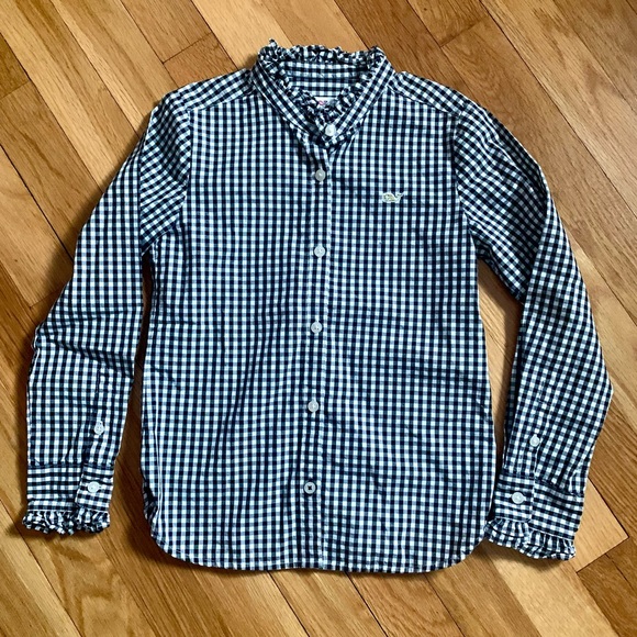 Vineyard Vines Other - Vineyard Vines Girls’ 5 Long Sleeve Ruffle Neck Blouse w/Whale Logo